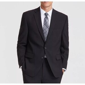 Perry Ellis Mens Sport Coat Blazer Jacket Black Modern Fit Stretch 42R